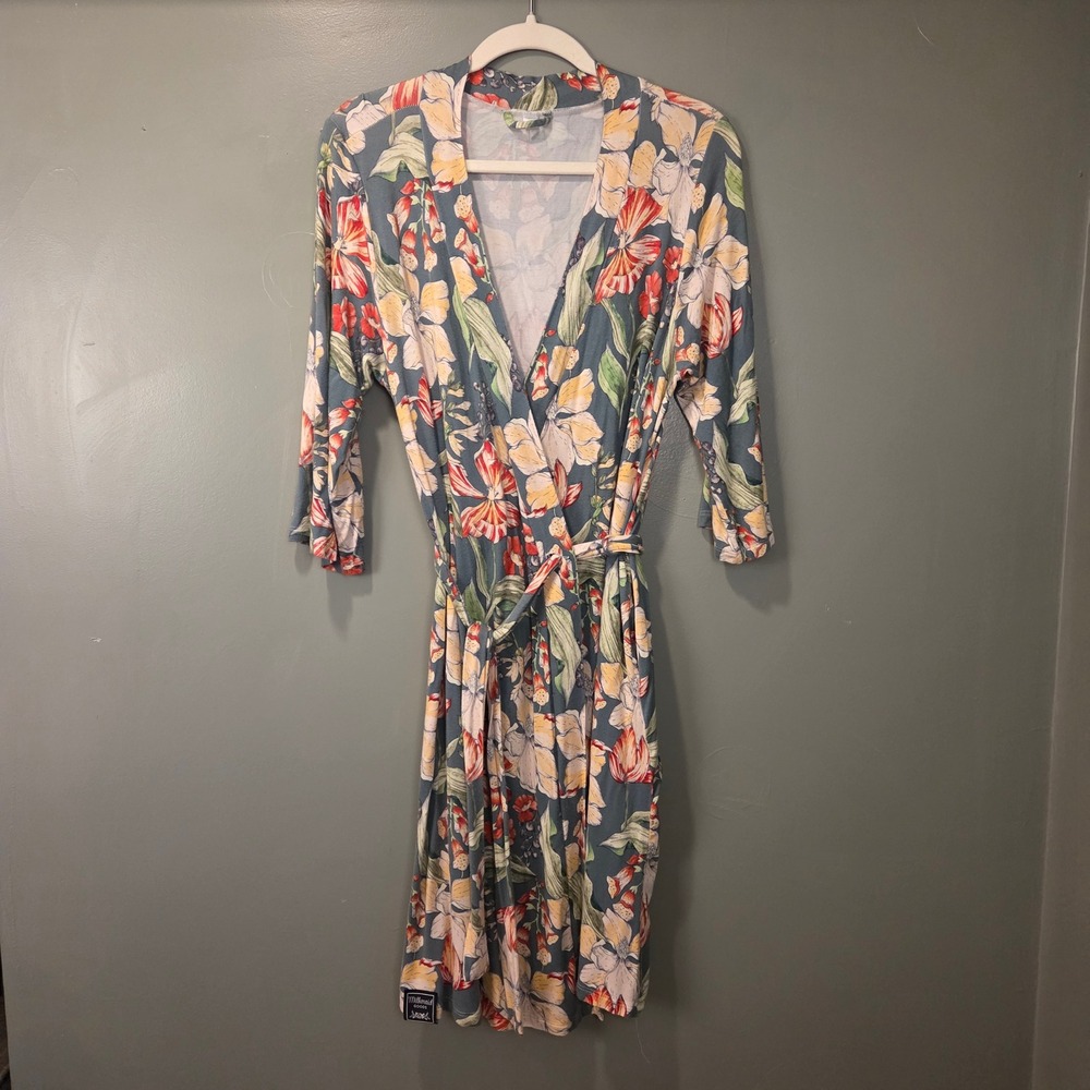 Milkmaid Goods Women's‎ Floral Print Robe Size M Green Multi
